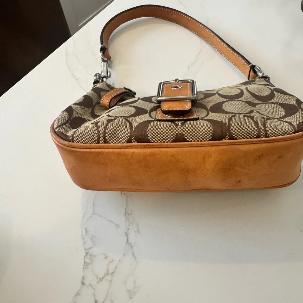 Coach Signature Canvas Mini Shoulder Bag in Brown and Tan - Picture 5 of 10